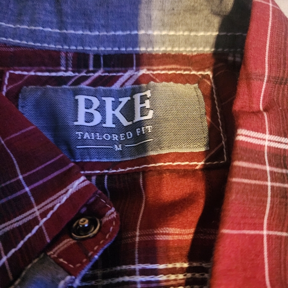 BKE Red and White Plaid Button Down Shirt - Picture 2 of 2